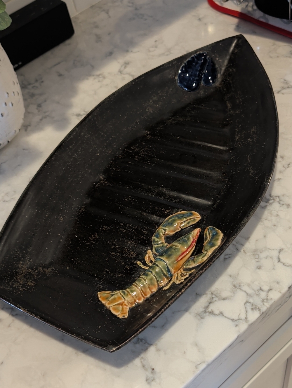 Designer Black Ceramic Lobster Platter